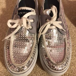 Sequin silver Sperry size 7.5
